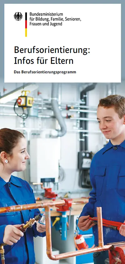 Titelseite des Flyers Berufsorientierung: Infos für Eltern
