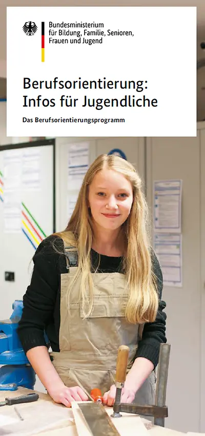 Titelseite des Flyers Berufsorientierung: Infos für Jugendliche